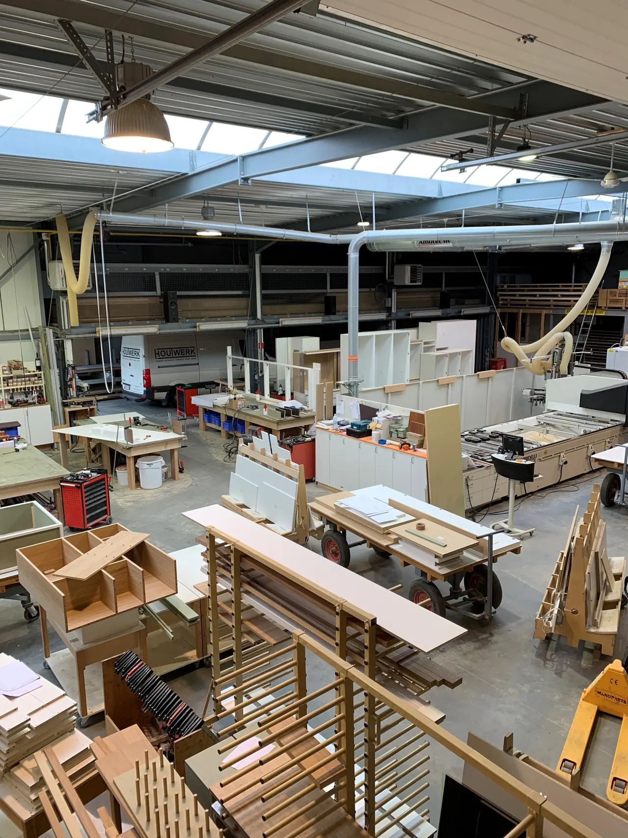 Overzicht van het atelier van Houtwerk in Haacht